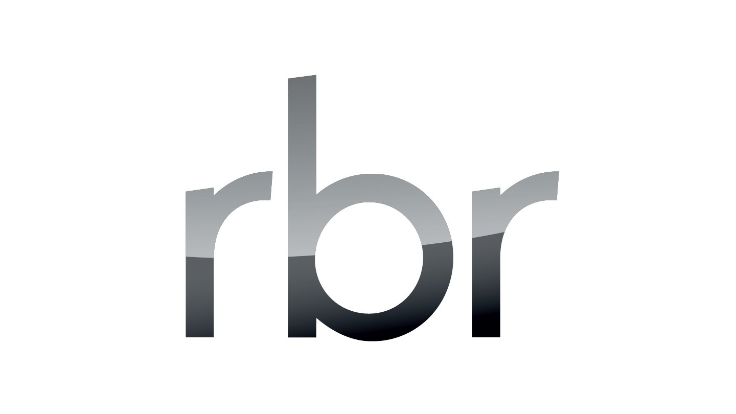 Logotipo da RBR em tonalidades de cinza, representando a marca de forma elegante e moderna, ideal para comunicação e marketing.